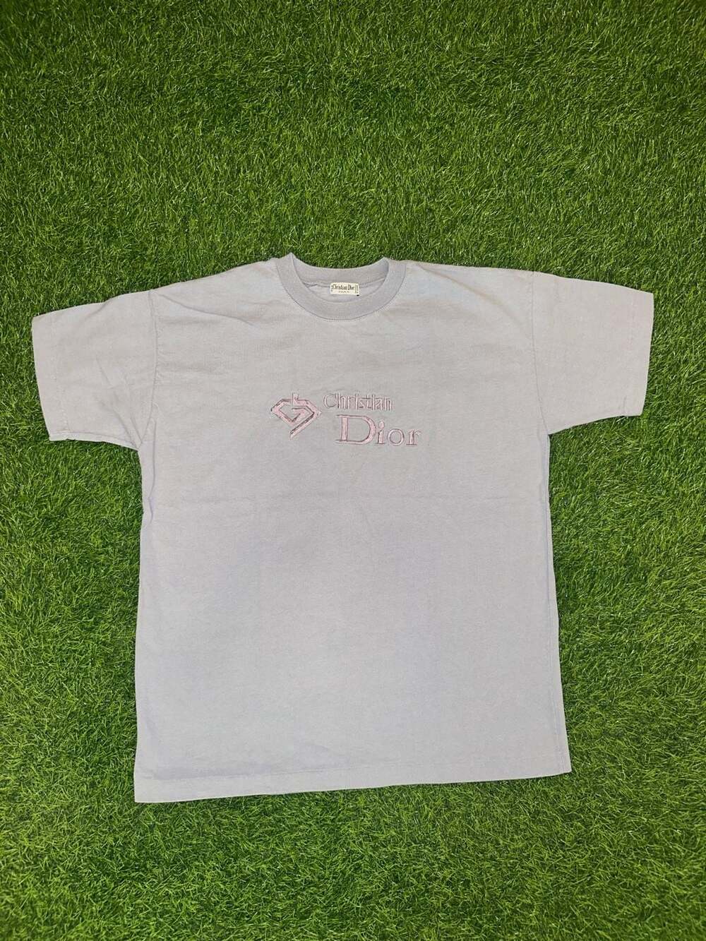 Christian Dior Vintage Embroidered Logo T-Shirt Light Blue